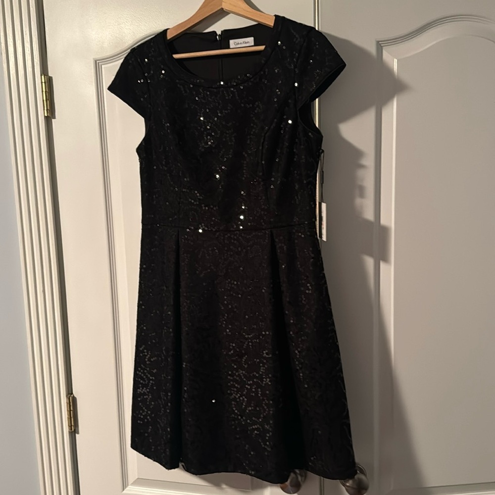 NWT Calvin Klein black sequin cocktail dress size 10